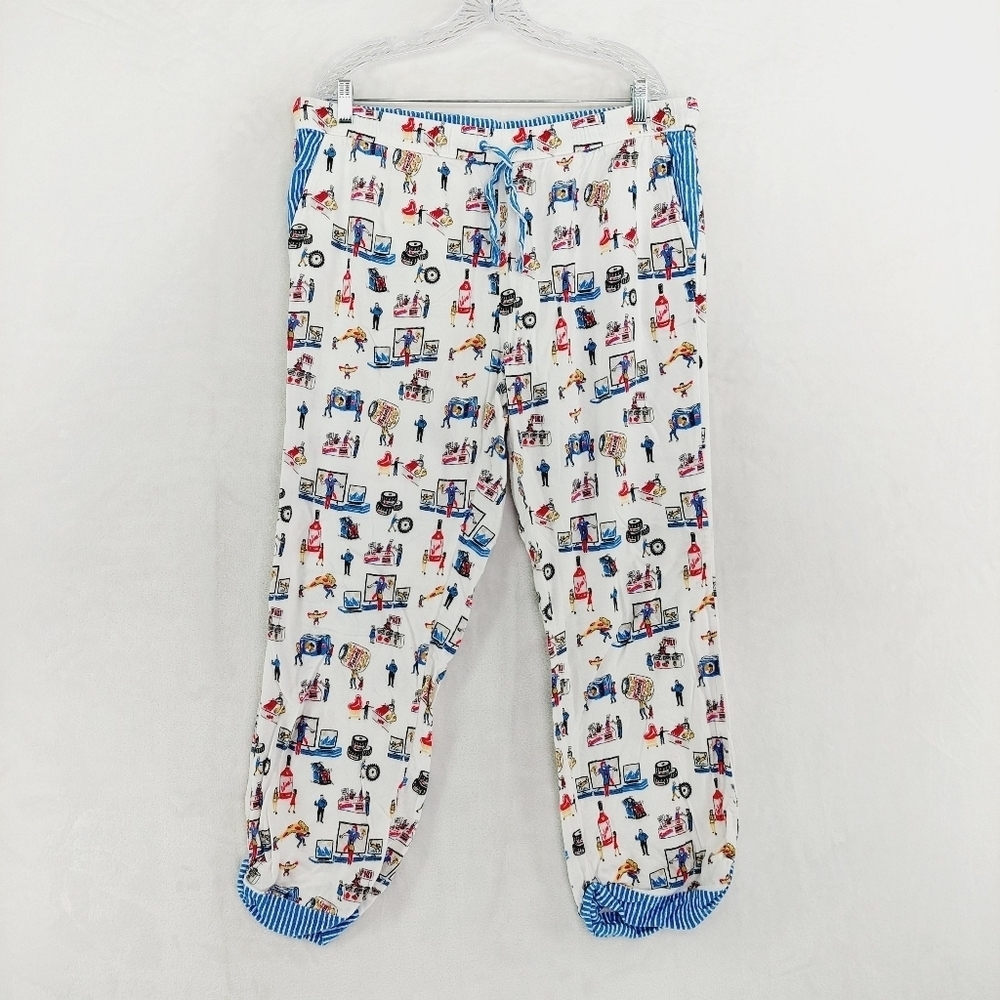Munki Munki Lounge Athletic Illustrations Printed Night Pants Pajama P6532